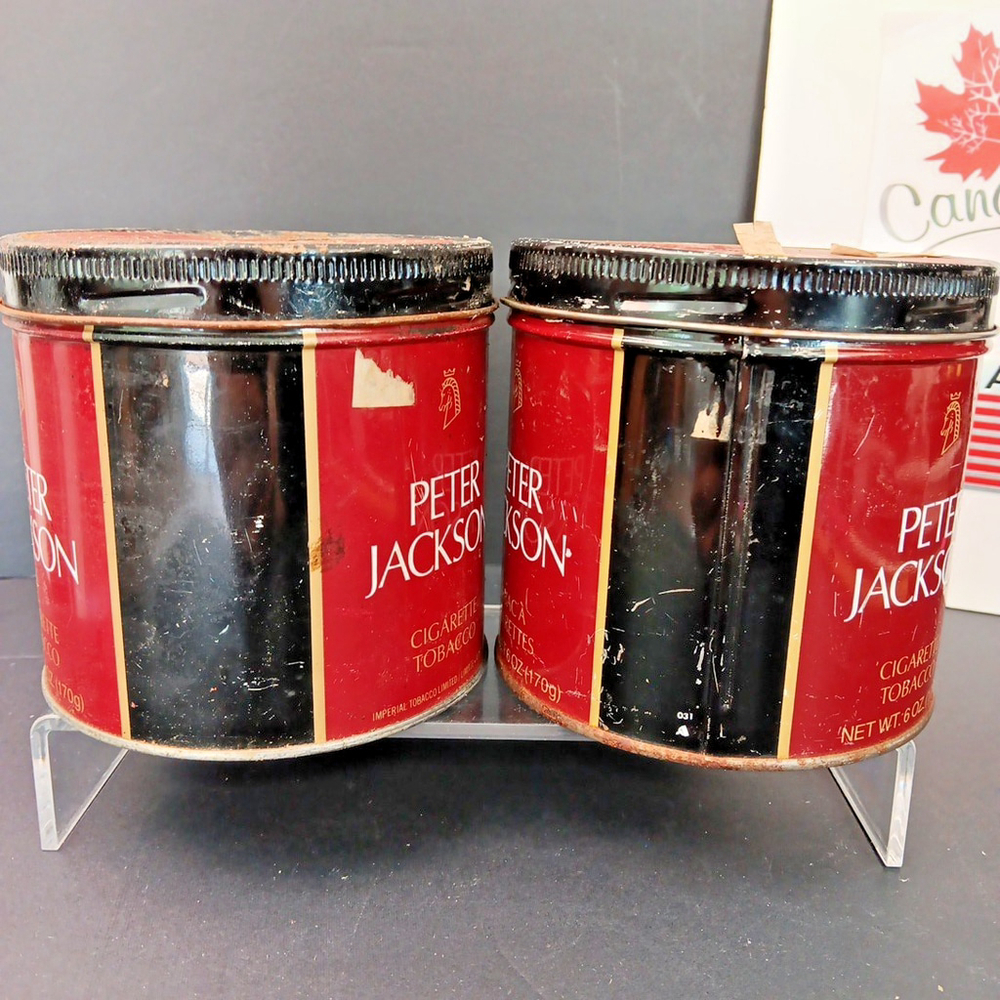 Rare Peter Jackson Tobacco Containers Canada Bilingual Fair Condition 2pcs - Picture 2 of 12